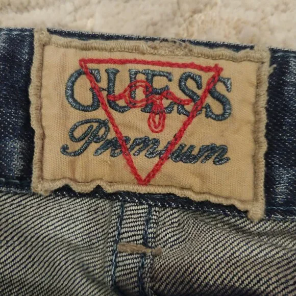 Vintage Guess Premium dark washed low rise flared jeans size 26 Made in USA - Picture 7 of 16